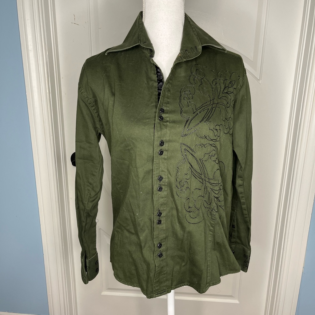 Do Denim Green Button Down